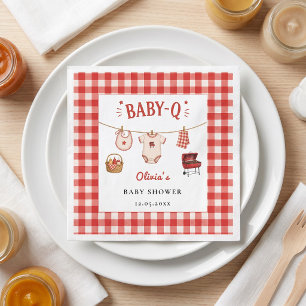 Serviette En Papier Baby Q Baby Shower Gingham Linge à Linge & Grill