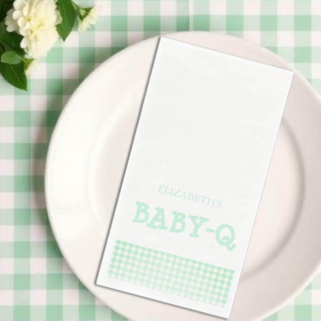 Serviette En Papier Baby-Q Mint Green Gingham Baby Shower (Créateur téléchargé)