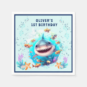 Serviette En Papier Baby Shark Boy 1st Birthday Party Papier serviette