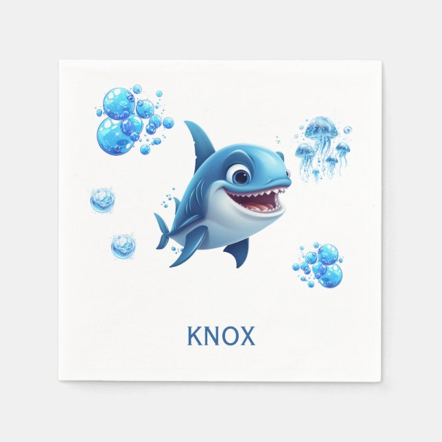Serviette En Papier Baby Shark fête d'anniversaire personnalisée (Devant)