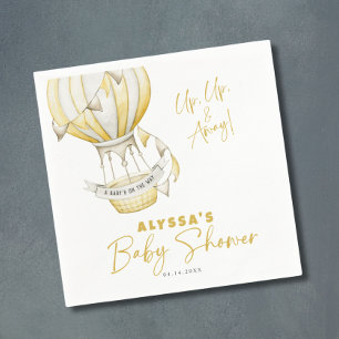 Serviette En Papier Baby shower à ballon à air chaud jaune