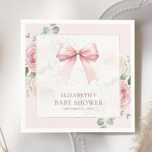 Serviette En Papier Baby shower à bec blanc rose floral