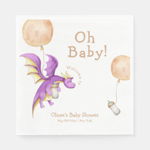 Serviette En Papier Baby shower à bulle Fairy Dragon Bottle Bienvenue