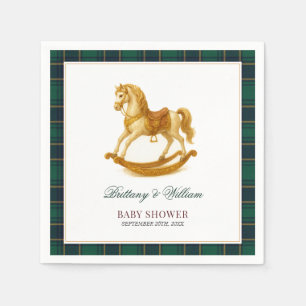 Serviette En Papier Baby shower À Cheval Rocheux Élégant Tartan Plaid