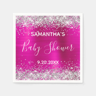 Serviette En Papier Baby shower à huile rose chaud Parties scintillant