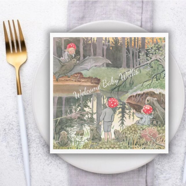 Serviette En Papier Baby shower à la grenouille des champignons (Créateur téléchargé)