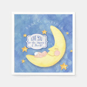 Serviette En Papier Baby shower à la typographie d'étoiles de lune e