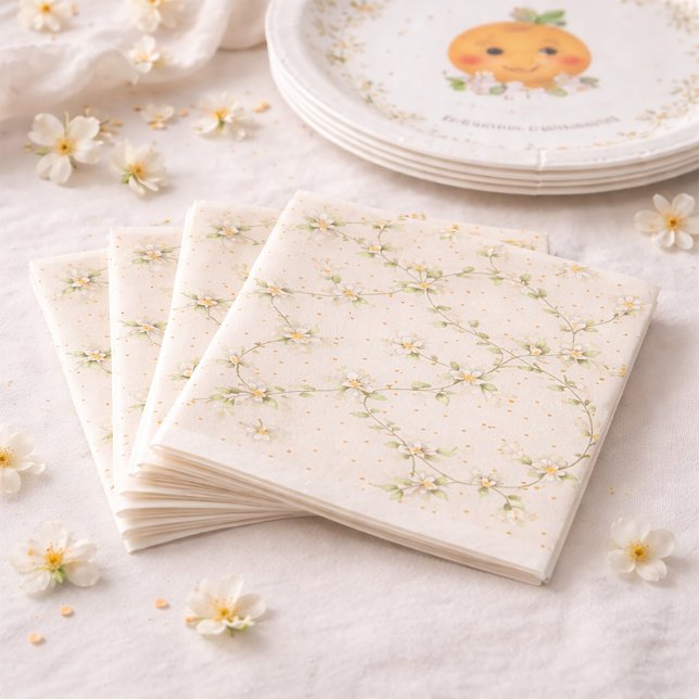 Serviette En Papier Baby Shower A Little Cutie Orange Blossom vine (Créateur téléchargé)
