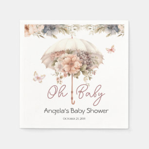 Serviette En Papier Baby shower à parapluie Vintage rose Floral
