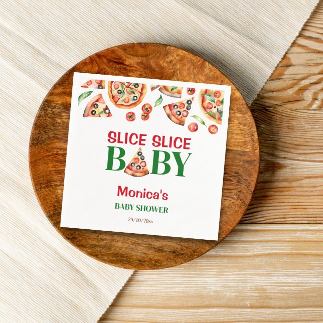 Serviette En Papier Baby shower à pizza italienne en tranches (Slice slice baby Italian pizza baby shower template Napkins personalized tableware table decor)