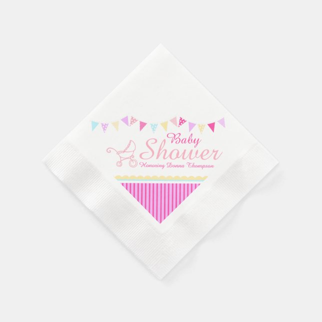 Serviette En Papier Baby shower à souder rose nom papier serviette (Coin)