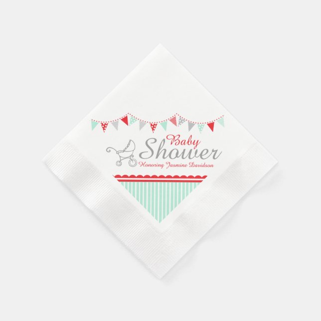 Serviette En Papier Baby shower à souder rouge gris nom papier serviet (Coin)