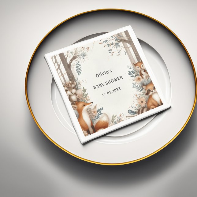 Serviette En Papier Baby shower à thème de l'aménagement forestier (Créateur téléchargé)