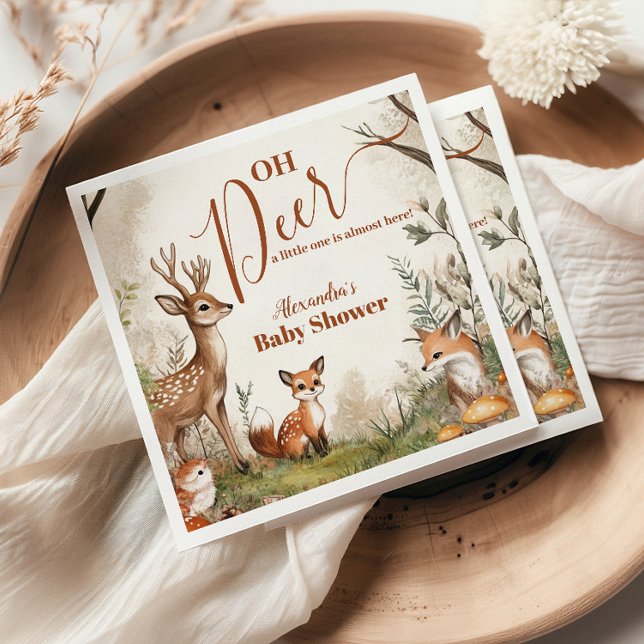 Serviette En Papier Baby shower à thème Woodland Oh Deer (Créateur téléchargé)