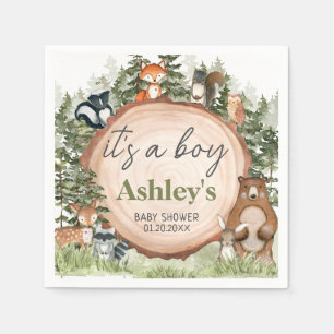 Serviette En Papier Baby shower à tranches de bois