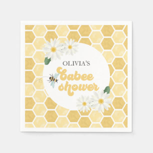 Serviette En Papier Baby shower abeille nid d'abeille et marguerites