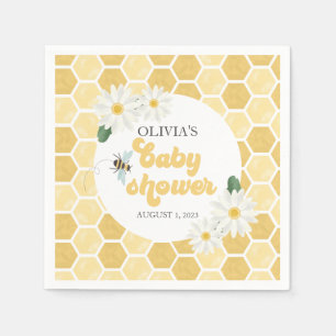 Serviette En Papier Baby shower abeille nid d'abeille et marguerites