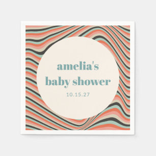 Serviette En Papier Baby shower Abstrait Aqua Peach
