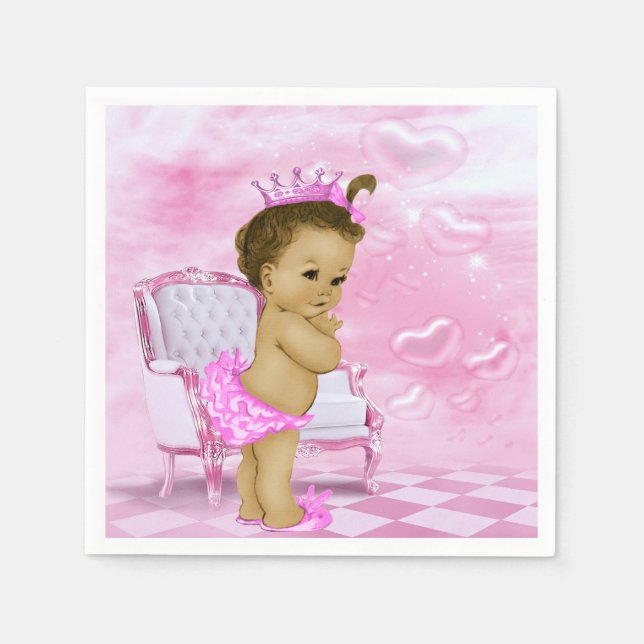 Serviette En Papier Baby shower afro-américain rose (Devant)