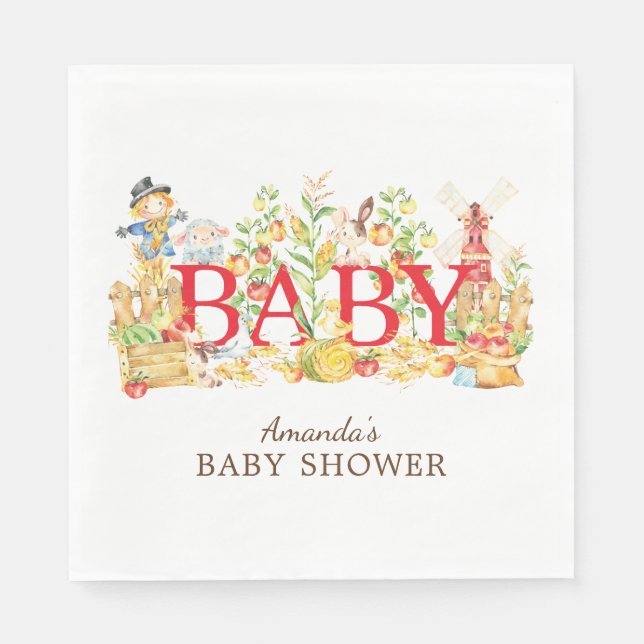 Serviette En Papier Baby shower agricole Papier de  (Devant)