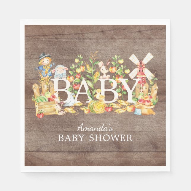 Serviette En Papier Baby shower agricole Papier de  (Devant)