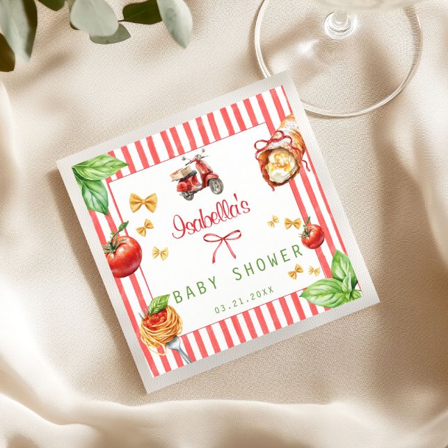 Serviette En Papier Baby shower alimentaire italien Saint Cannoli (Italian Food Mediterranean Baby Shower Napkin)