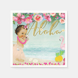 Serviette En Papier Baby Shower Aloha Fête de style rétro sur une plag