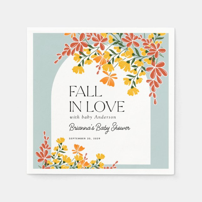 Serviette En Papier Baby Shower Amour d'Automne Floral (Devant)