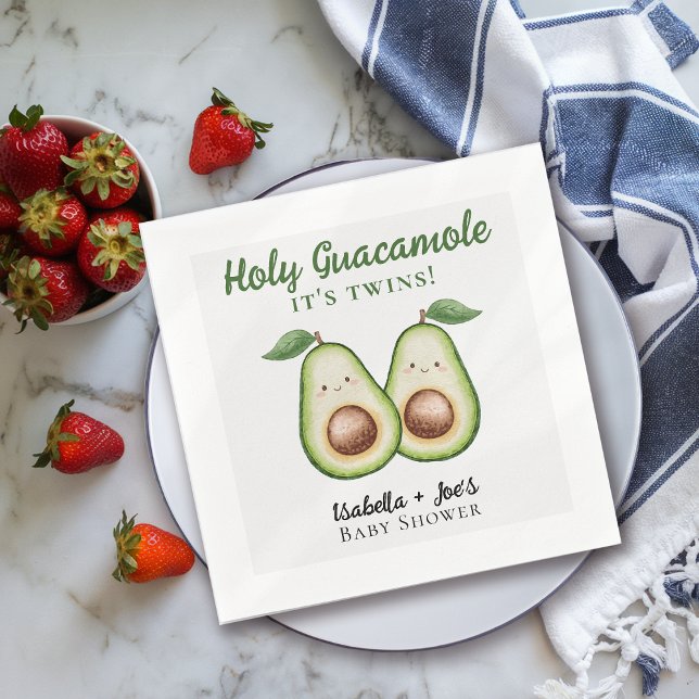 Serviette En Papier Baby shower amusant des jumeaux de Saint-Guacamole (Créateur téléchargé)