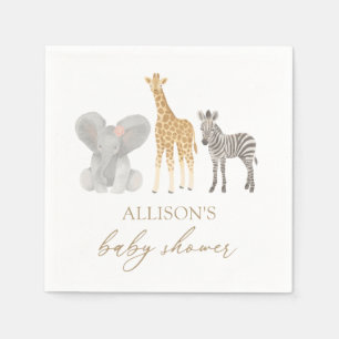 Serviette En Papier Baby shower animaliers pour filles Safari