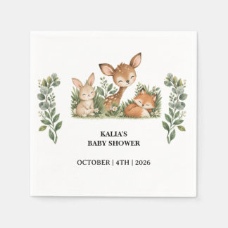 Serviette En Papier Baby Shower Animaux de la Forêt Bohème