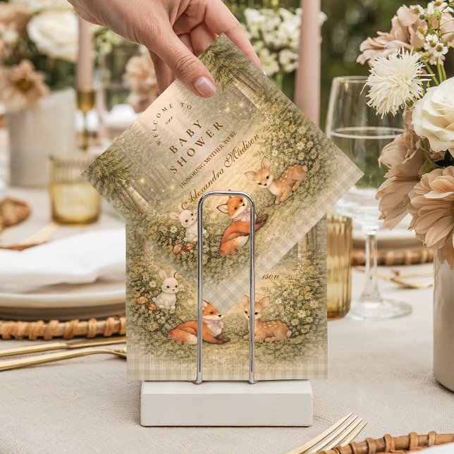 Serviette En Papier Baby Shower Animaux de la Forêt Enchantée (Créateur téléchargé)
