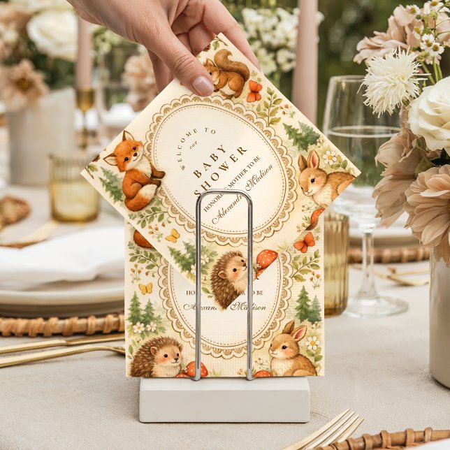 Serviette En Papier Baby Shower Animaux de la Forêt Fantaisistes (Créateur téléchargé)