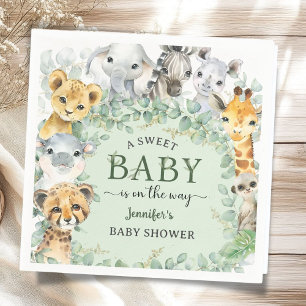 Serviette En Papier Baby Shower Animaux de la Jungle Tropicale Safari
