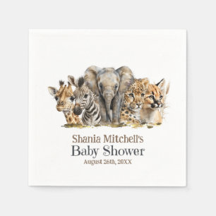 Serviette En Papier Baby Shower Animaux de Safari Africains