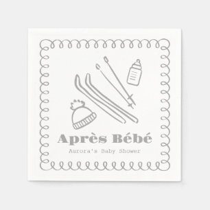 Serviette En Papier Baby shower Après Bébé Gris Creusé À La Main