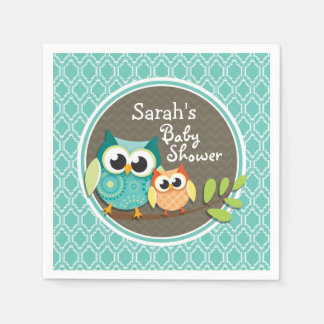 Serviette En Papier Baby shower Aqua Turquoise Retro Ows