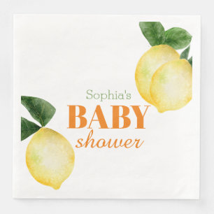 Serviette En Papier Baby-Shower Aquarelle Citrons