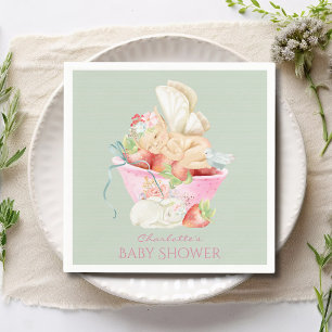 Serviette En Papier Baby shower Aquarelle fille Fée mignonne lapin