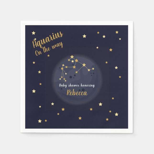Serviette En Papier Baby shower Aquarius zodiac (Devant)