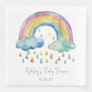 Serviette En Papier Baby Shower Arc-en-Ciel Aquarelle Bohème