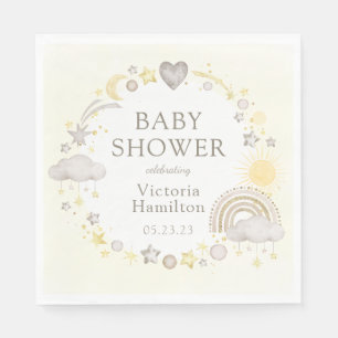 Serviette En Papier Baby Shower Arc-en-Ciel Aquarelle Bohème