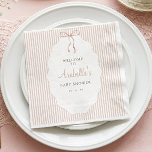 Serviette En Papier Baby Shower Arc-en-ciel Beige et Blanc