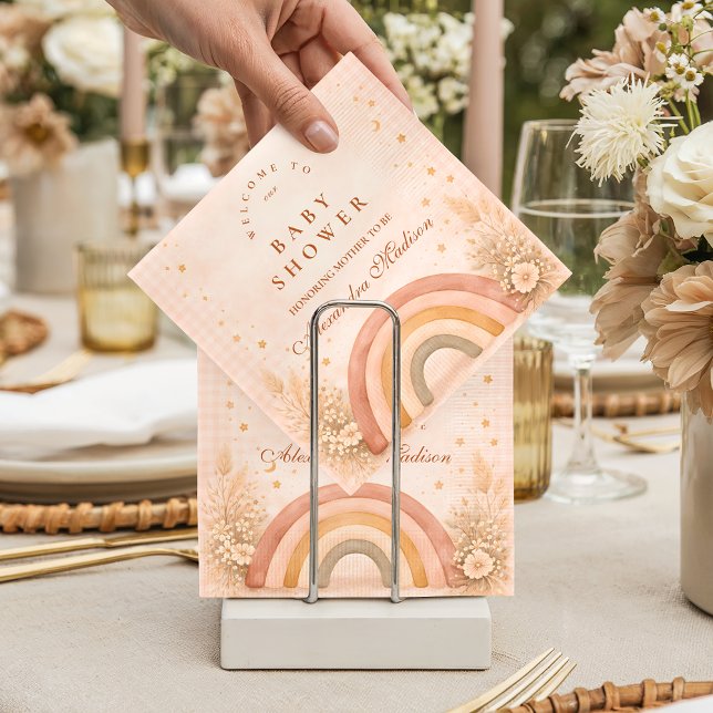 Serviette En Papier Baby Shower Arc-en-Ciel Bohème en Terre Cuite (Créateur téléchargé)