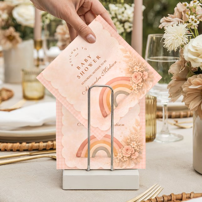 Serviette En Papier Baby Shower Arc-en-Ciel Bohème Pastel Doux (Créateur téléchargé)