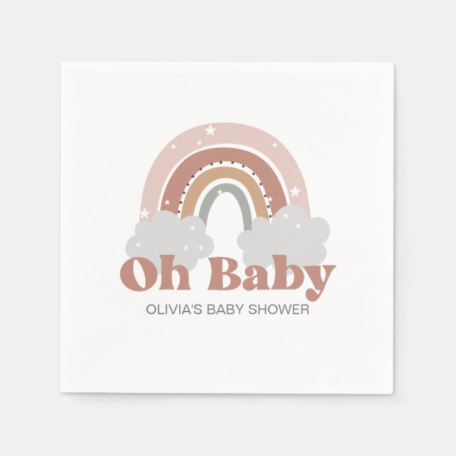 Serviette En Papier Baby shower arc-en-ciel Boho (Devant)