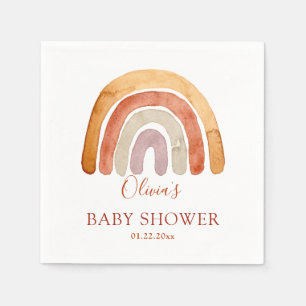 Serviette En Papier Baby shower arc-en-ciel Boho aquarelle 