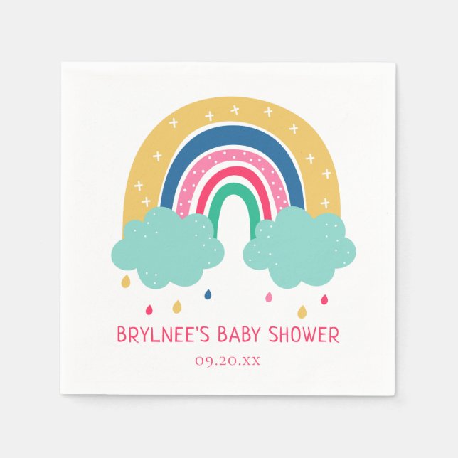 Serviette En Papier Baby shower arc-en-ciel coloré (Devant)