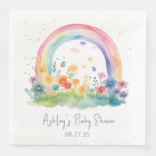 Serviette En Papier Baby shower arc-en-ciel Fleur sauvage Boho