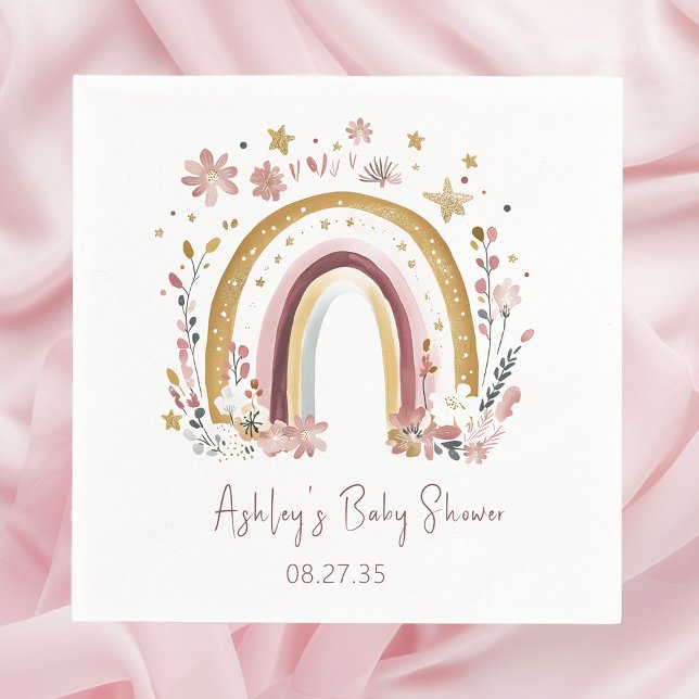 Serviette En Papier Baby shower arc-en-ciel floral Boho (Créateur téléchargé)